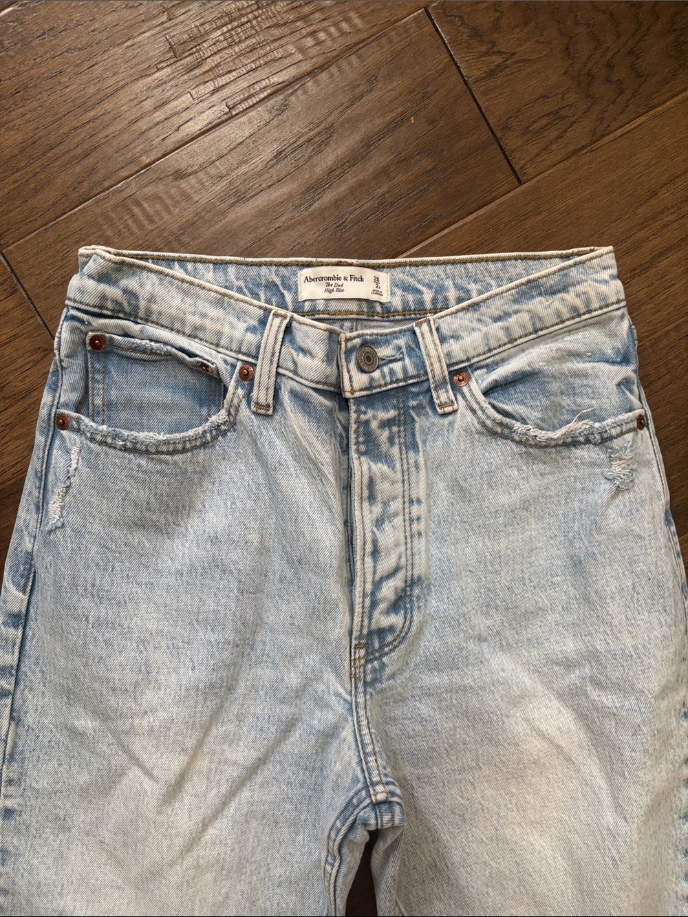 Abercrombie & Fitch Women’s Distressed Denim Jeans “The Dad High Rise” Size 26 2 - Picture 2 of 3